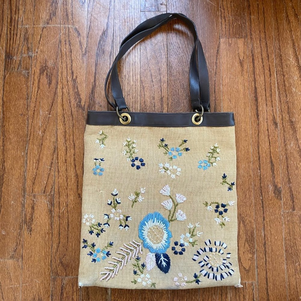 Vintage The Limited Tote Embroidered Floral Purse 90s Y2K Shoulder Bag 1990s VTG - Picture 2 of 8